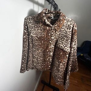 Vintage Cheetah Print Fleece Jacket